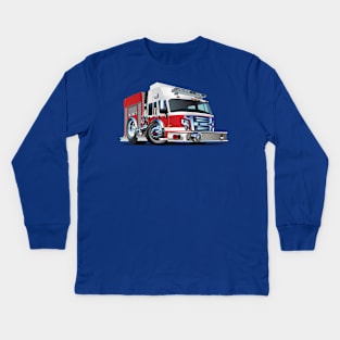 Cartoon firetruck Kids Long Sleeve T-Shirt